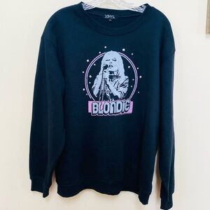 Blondie Sweatshirt Black XL Vinyl Icons  Graphic Print Fringe Back Crewneck